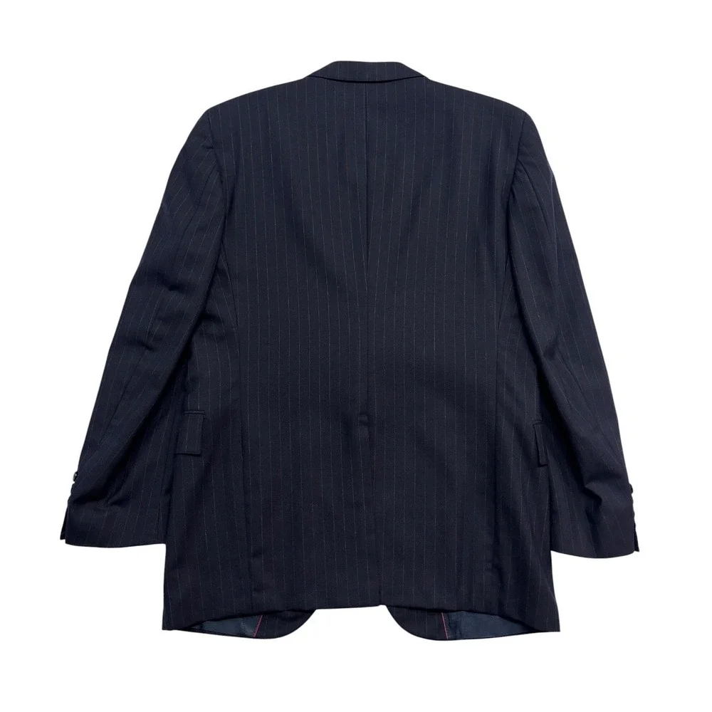 vtg 90s Evan Picone 40R 41R 34x32 Navy Blue Stripe 2pc Pant Suit Bootcut USA